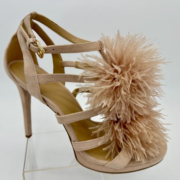Michael Kors FARA Pom-Pom Heels | Blush Suede | Size 9.5 - Picture 11 of 12
